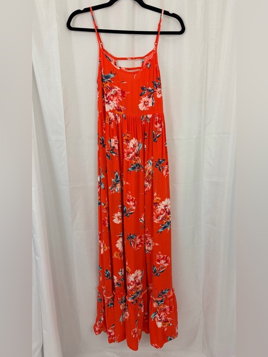 Band of Gypsies Dresses & Skirts - Band of Gypsies Orange Floral Spaghetti Strap Ladder Back Maxi Dress.        XS